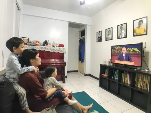 family watching general conference
