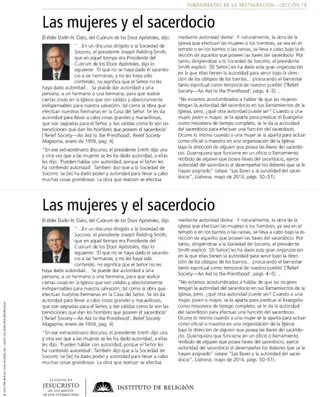 handout, Women and the Priesthood