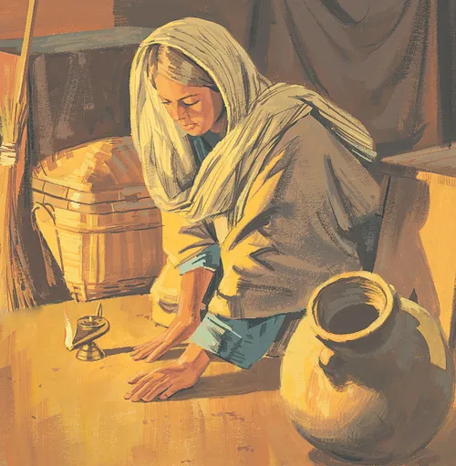 woman searching for coin