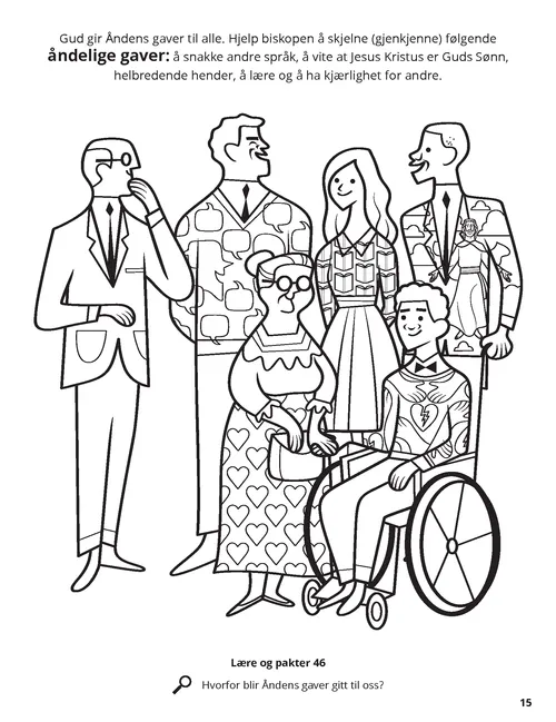 PDF-fargeleggingsside av menn og kvinner i ulike aldre, størrelser og med ulike evner