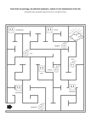 Stran z dejavnostjo: Sveti Duh mi pomaga občutiti ljubezen, radost in mir