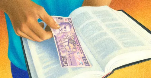 money in a book