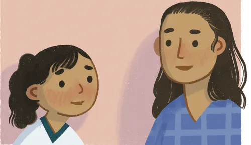 Girl and Mom talking