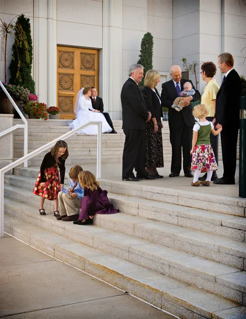 family with bride and groom