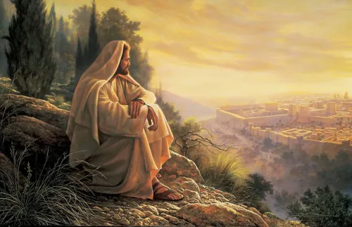 Jesus looking out over the city of Jerusalem