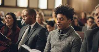 ward congregation singing in sacrament meeting