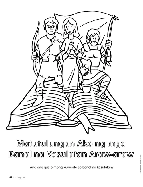 PDF ng pahinang kukulayan na tungkol sa mga taong mula sa mga banal na kasulatan na lumalabas sa isang aklat ng banal na kasulatan