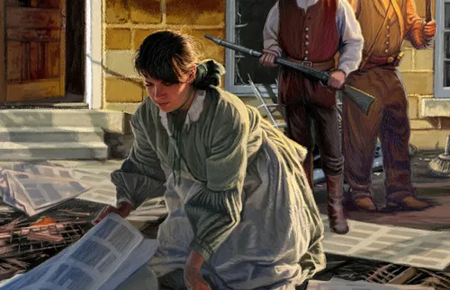 woman gathering up papers off the street