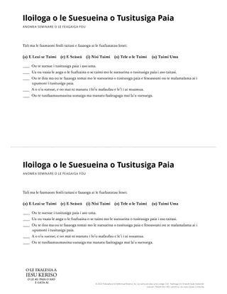 Scripture Study Evaluation handout