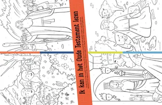 color-by-number page showing Adam and Eve, Moses, Esther, and Daniel