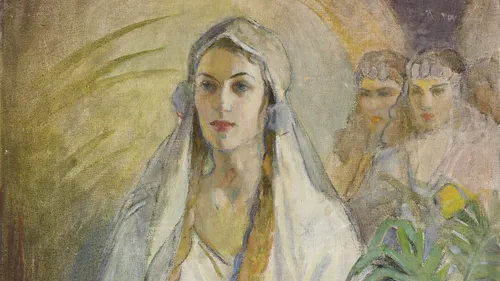 portrait of Queen Esther wearing a white dress