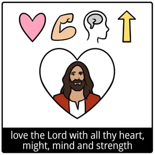 love the Lord with all thy heart, might, mind and strength gospel symbol