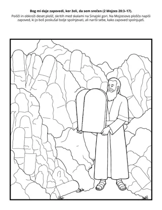 Stran z dejavnostjo za Osnovno: Bog nam daje zapovedi, ker želi, da smo srečni