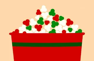 container full of popcorn