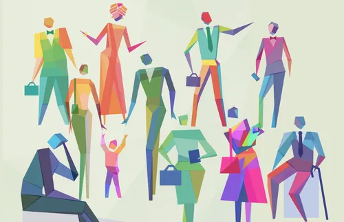 colorful geometrical people