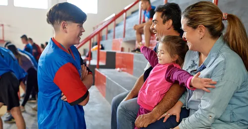 young man with family