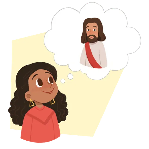 girl thinking of Jesus Christ