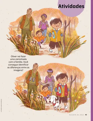 find the difference activity of boy and his family hiking