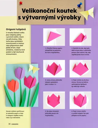 stránka PDF s návodem na origami tulipánu