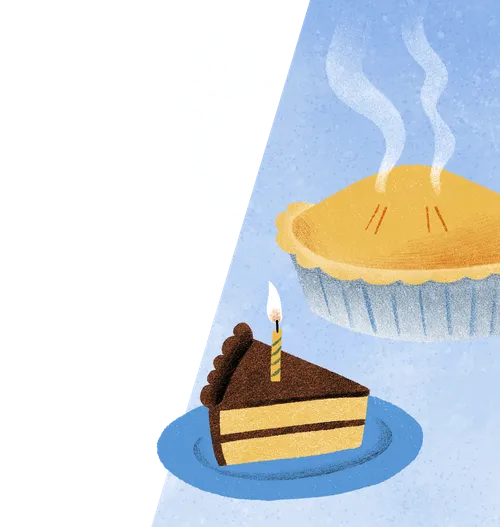 一塊蛋糕和一個派