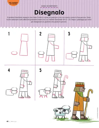 drawing activity of a sheep and shepherd