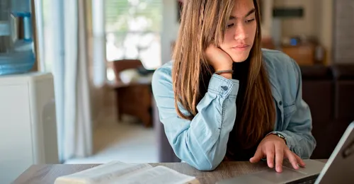 young woman with computer