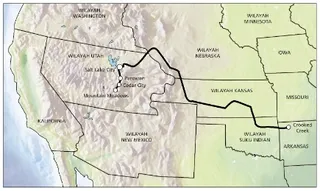 peta, Arkansas ke Kalifornia