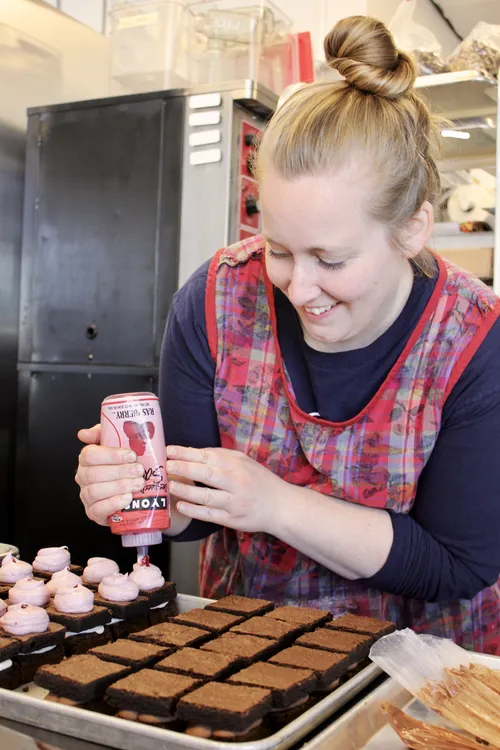 woman working in her bakery