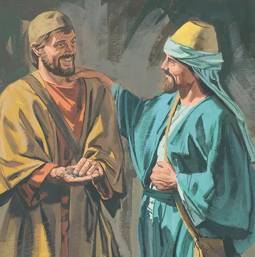 man giving servant money