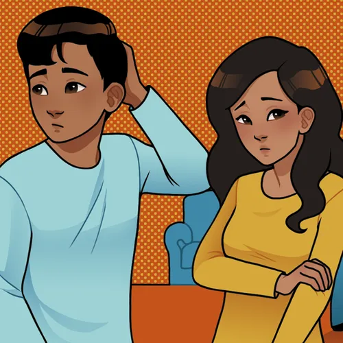 young man and young woman looking awkward