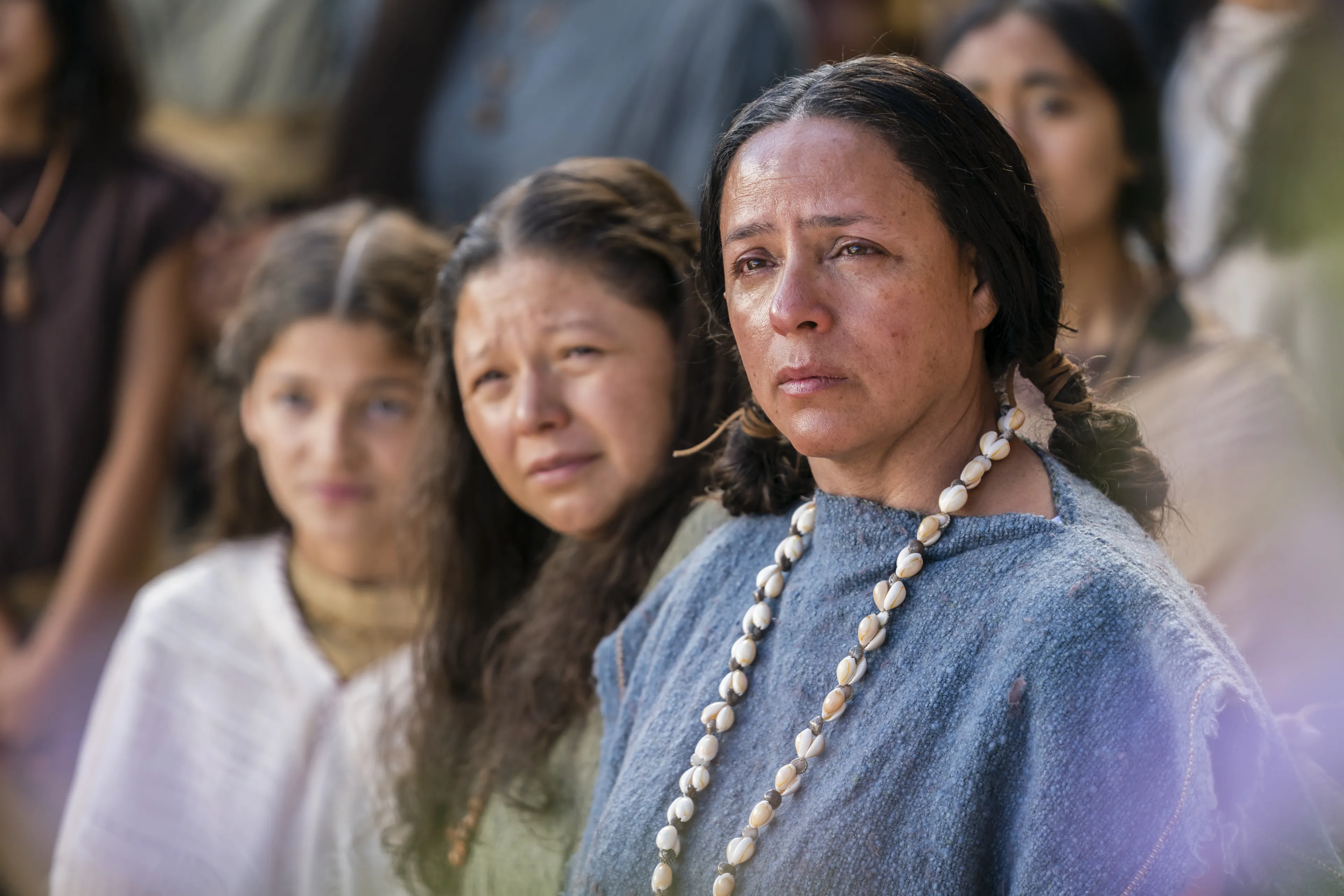 Women listen as Alma the Younger preaches to the people of Gideon.