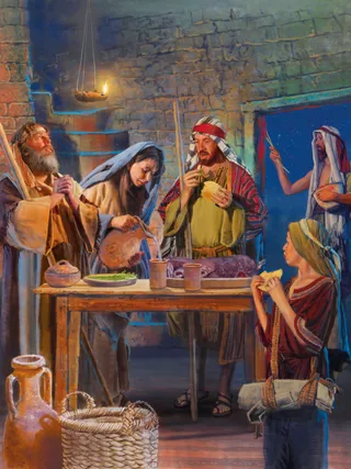 illustration of a Passover supper
