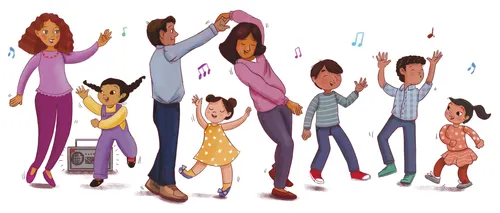 family dancing together