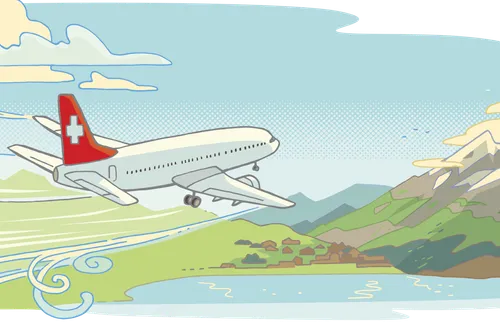 plane flying to Switzerland