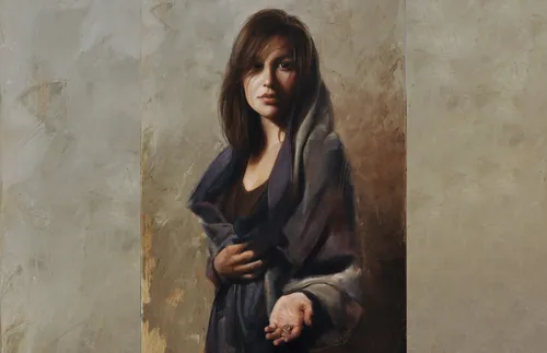 widow holding out two mites