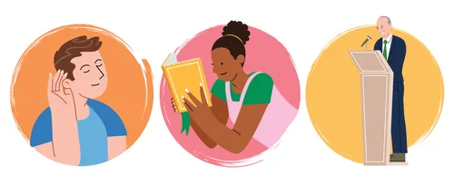 mendengar, membaca, berucap di mimbar