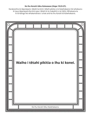 whārangi mahi Paraimere: Ko Ihu Karaiti tōku Kaihoko.