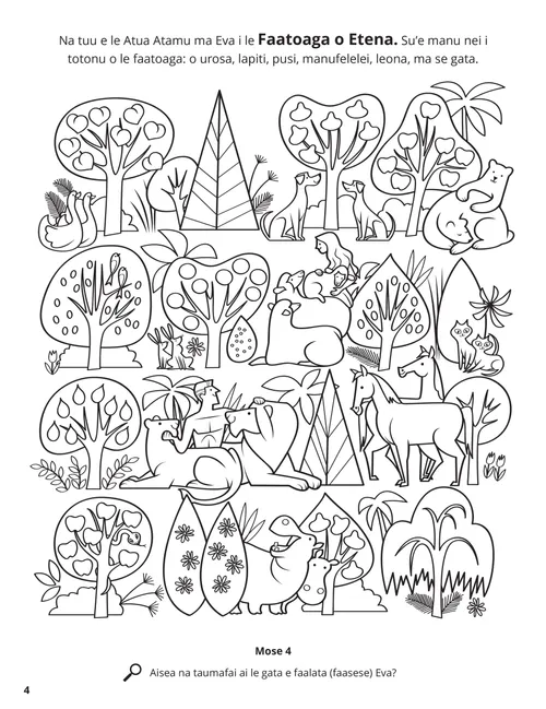 Itulau valivali PDF o Atamu ma Eva i le Faatoaga o Etena ma laau ma meaola