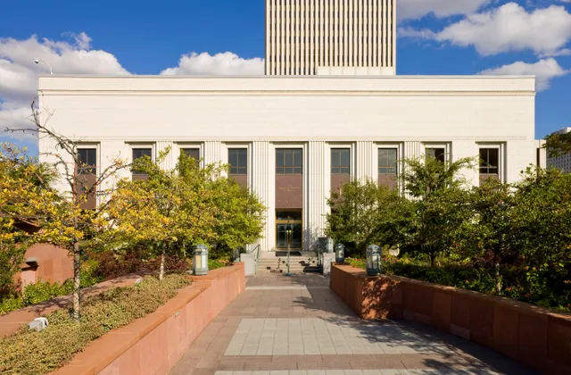 Exterior of the Relief Society Building in Salt Lake City, Utah.