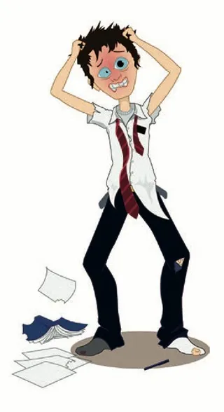 Drawing of a scared looking missionary