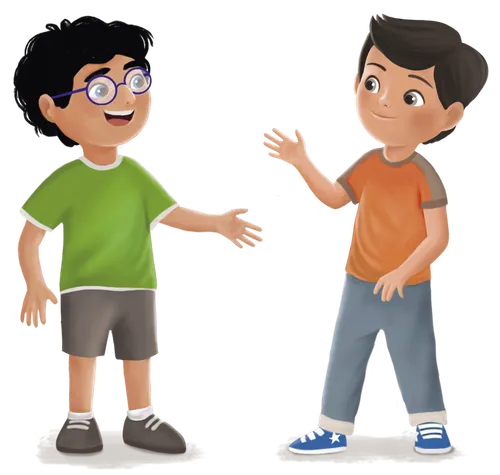 Two boys talking to each other