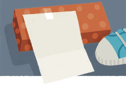 Pencil box with note on it