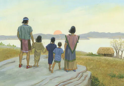 People watching the sun set