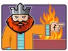 king pointing to fire