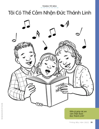 coloring page of children singing