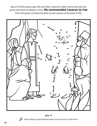 Jesus Raised Lazarus from the Dead coloring page