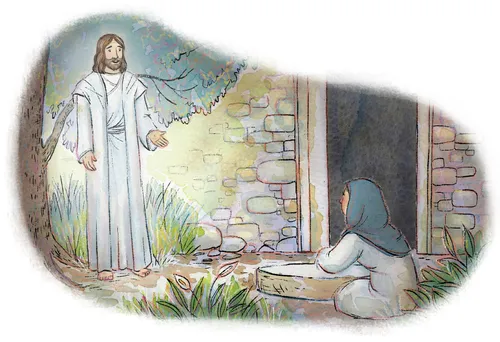 Jesus talking to Mary Magdalene