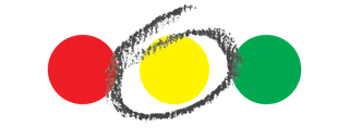 red, yellow, green dots with yellow circled