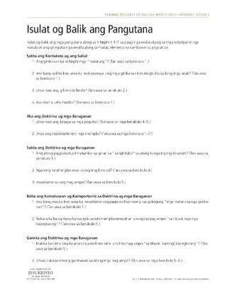 handout, Isulat og Balik ang Pangutana