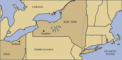 map, New York and Ohio